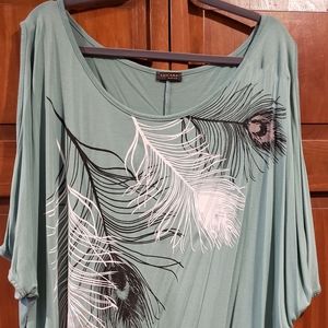 Venus Womens 3X Cold Shoulder Mint Top